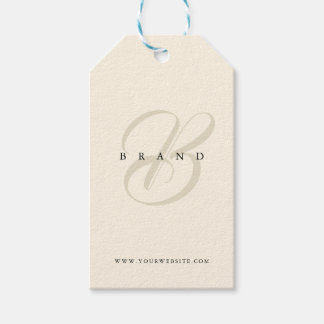 Minimal Light Beige Black Elegant Monogram Company Gift Tags