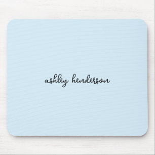 Minimal Light Blue Full Name Monogram Mouse Pad