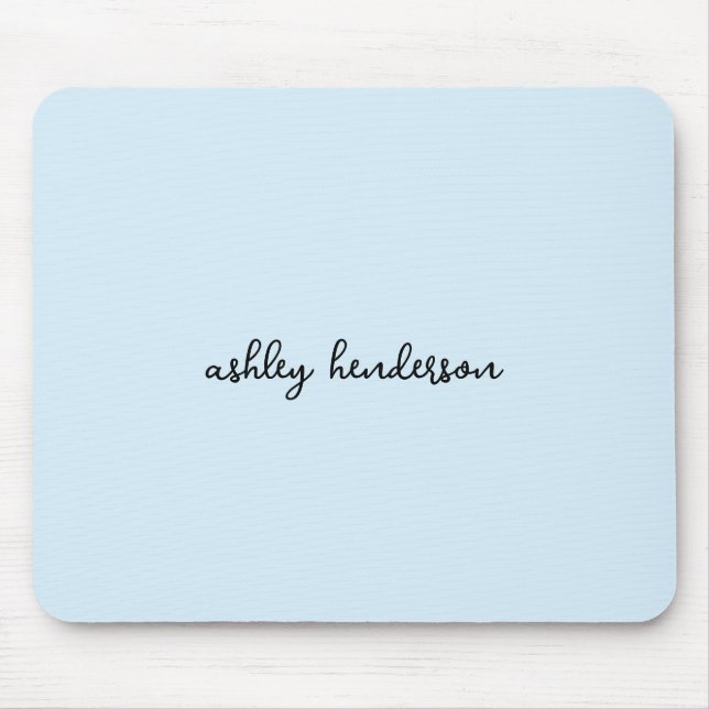 Minimal Light Blue Full Name Monogram Mouse Pad (Front)