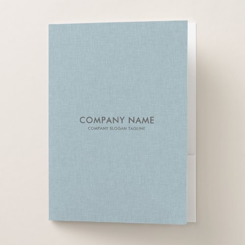 Minimal light blue linen burlap texture print pocket folder