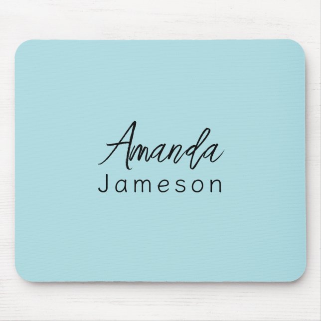 Minimal Light Blue Monogram Mouse Pad (Front)