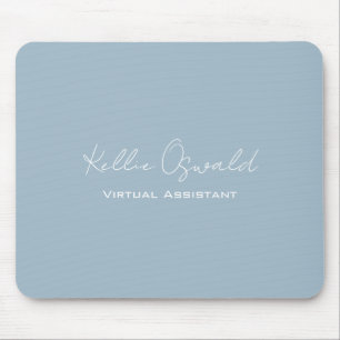 Minimal Light Blue Monogrammed Mouse Pad