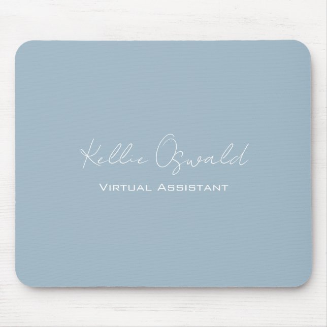 Minimal Light Blue Monogrammed Mouse Pad (Front)