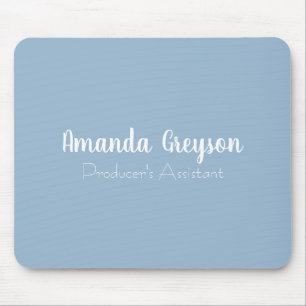 Minimal Light Blue Monogrammed Mouse Pad