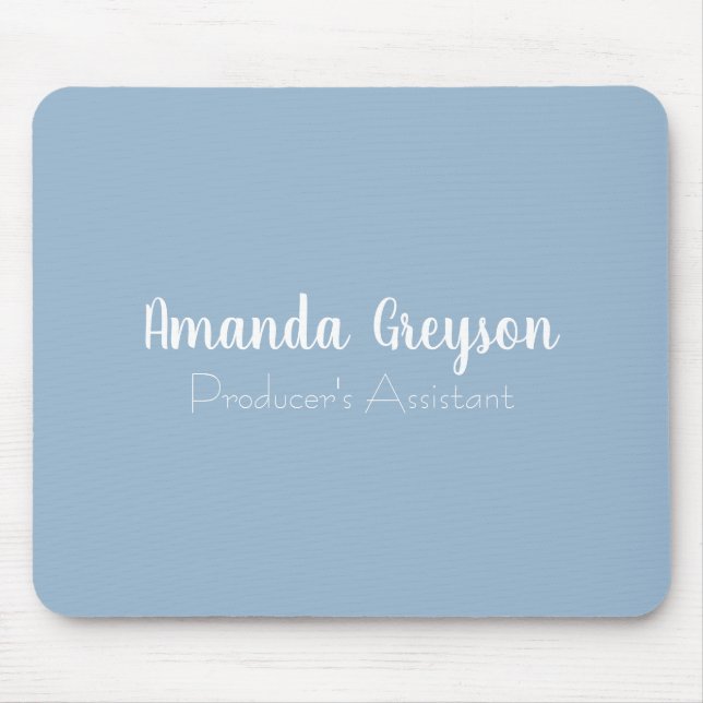 Minimal Light Blue Monogrammed Mouse Pad (Front)