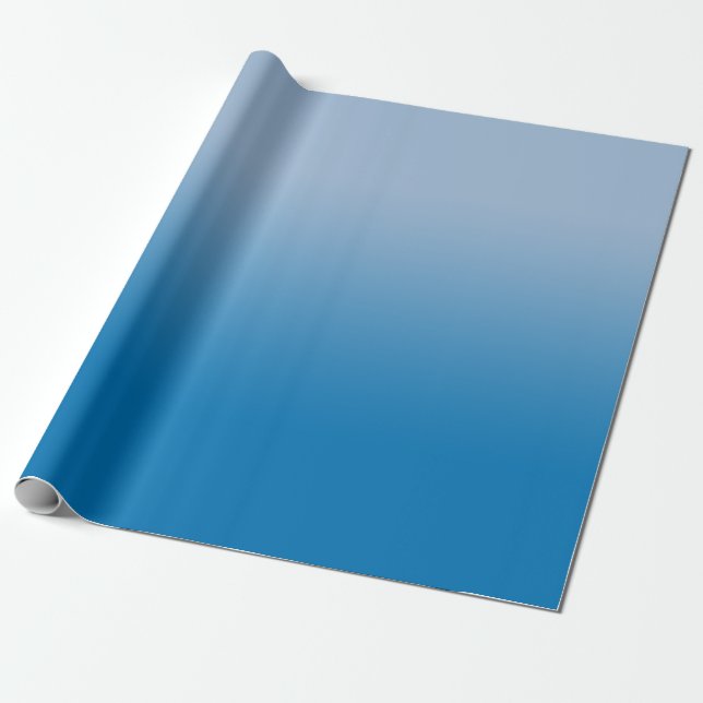 Minimal Light Blue to Dark Blue Gradient Wrapping Paper (Unrolled)