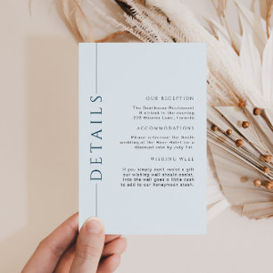 Minimal Light Blue Wedding Details Insert