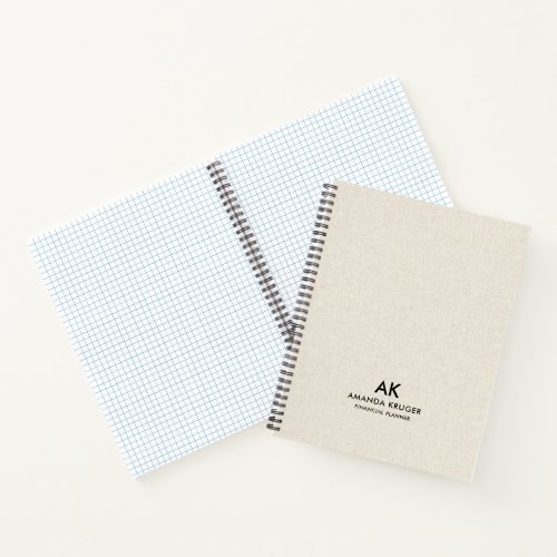 Minimal Light Cream Linen Texture Black Typography Notebook Minimal Light Cream Linen Texture Black Typography Notebook
