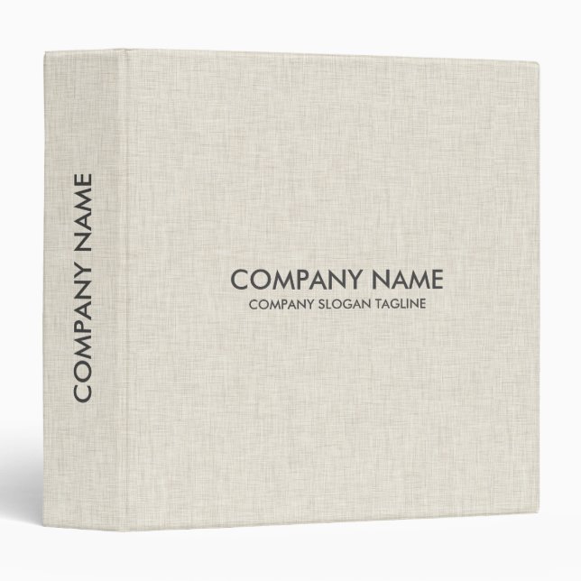 Minimal light cream linen texture print 3 ring binder (Front/Spine)