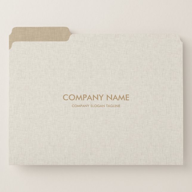 Minimal light cream  tan linen texture print file folder (Front Left)