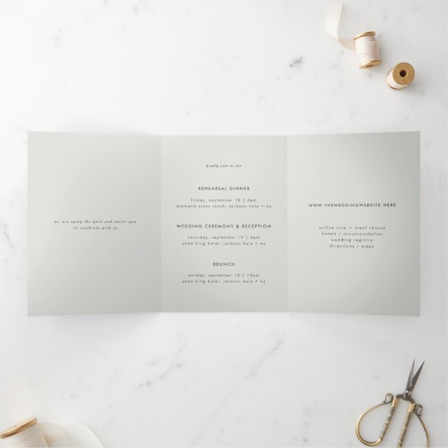 Minimal Light Gray Multi-Event Wedding Invitation (Inside)