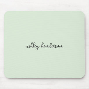Minimal Light Green Full Name Monogram Mouse Pad