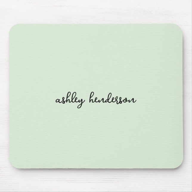 Minimal Light Green Full Name Monogram Mouse Pad (Front)