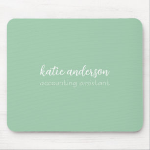 Minimal Light Green Monogrammed Mouse Pad