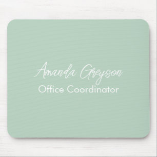 Minimal Light Green Monogrammed Mouse Pad