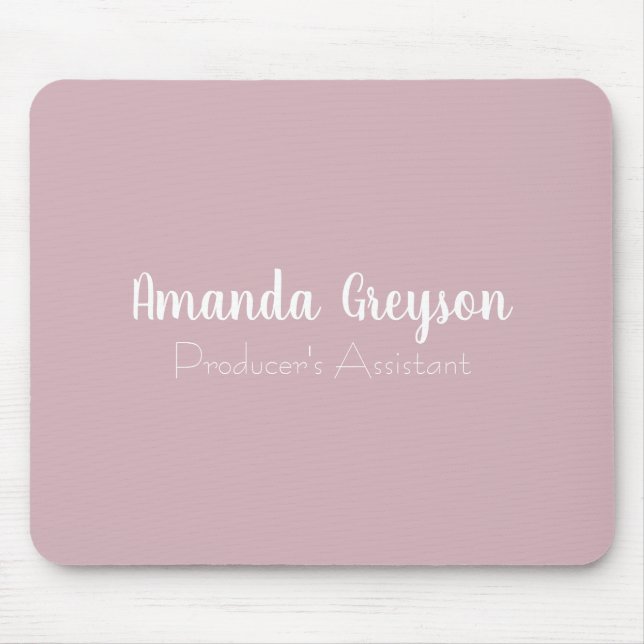 Minimal Light Pink Monogrammed Name & Job Position Mouse Pad (Front)