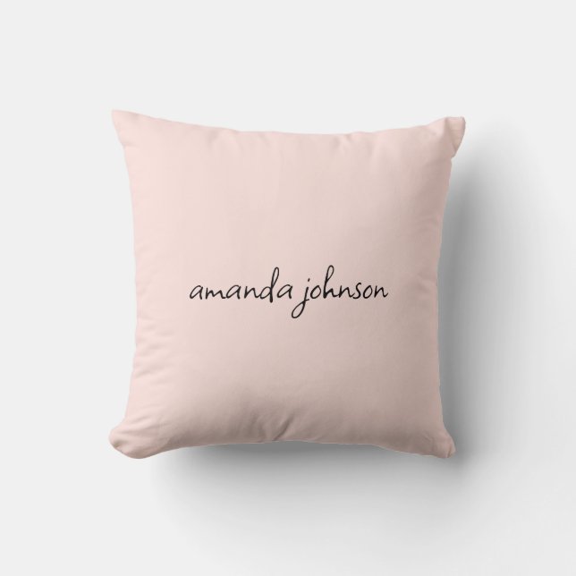 Minimal Light Pink Typography Monogram Full Name Throw Pillow (Front)