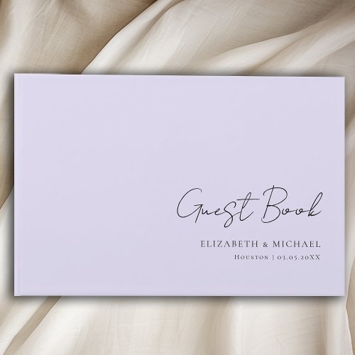 Minimal Light_Purple Handwriting Script Wedding  Guest Book