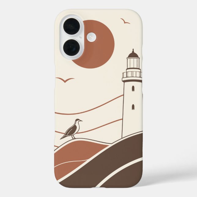 Minimal Lighthouse Coastal Illustration Phone Case (Back)