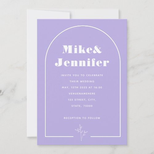 Minimal Lilac Lavender Qr Code Boho Arch Lineart Invitation