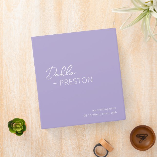 Minimal Lilac Modern Wedding 3 Ring Binder (In Situ)