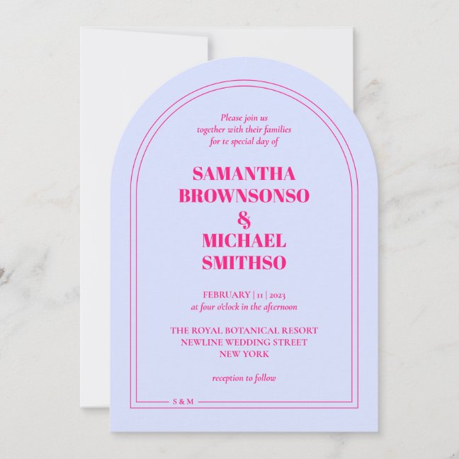 Minimal Lilac Pink Simple Wedding Invitation