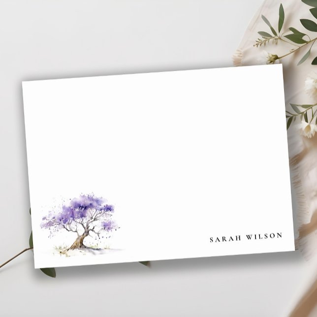 Minimal Lilac Watercolor Jacaranda Tree Wedding Note Card (Creator Uploaded)