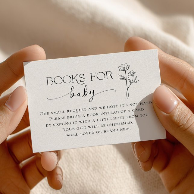 Minimal Line Art Baby Shower Books for Baby Enclosure Card (Creator Uploaded)