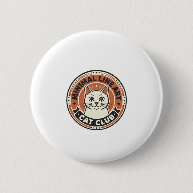 Minimal Line Art Cat Cat Lover Gift - Minimal Line Button (Front)
