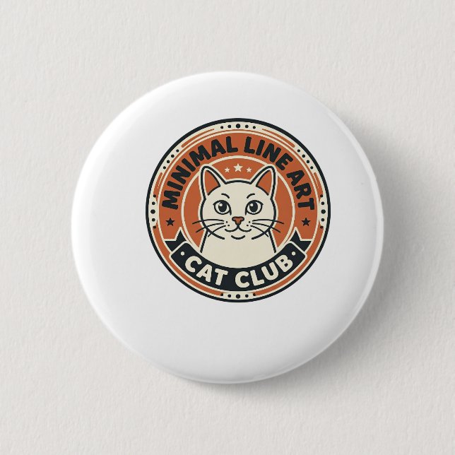 Minimal Line Art Cat Cat Lover Gift - Minimal Line Button (Front)