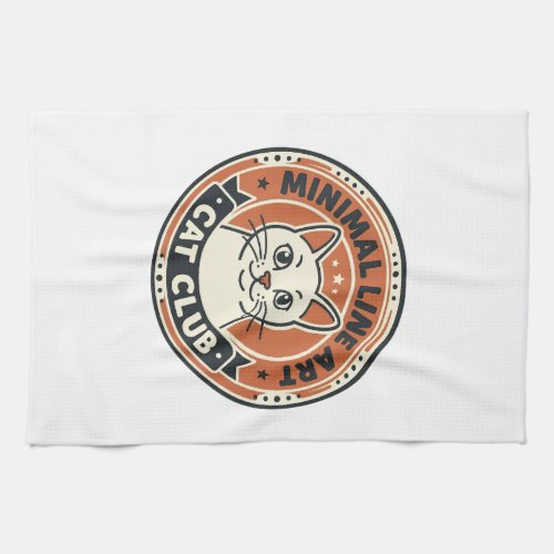 Minimal Line Art Cat Cat Lover Gift - Minimal Line Kitchen Towel