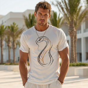 Minimal Line Art Cobra Illustration T-Shirt