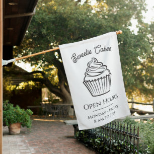 Minimal Line Art Cupcake Bakery Flag