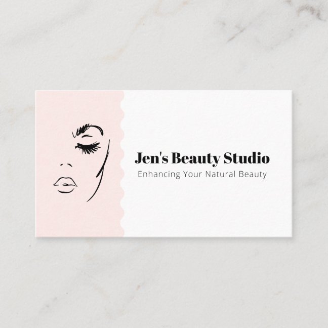 Minimal Line Art Face Feminine Beauty Aesthetic Business Card