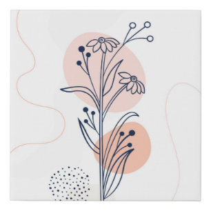 Minimal line art flowers faux canvas print