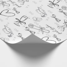 Minimal Line Art Graduation Wrapping Paper