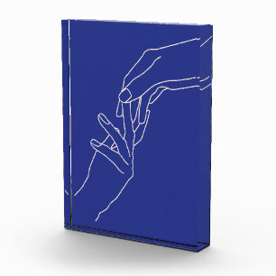 Minimal Line Art Hands Abstract Modern Blue Poster Photo Block