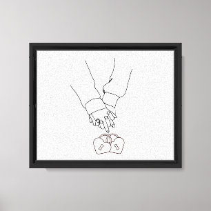 Minimal Line Art Love Hands – Romantic Couple Wall Canvas Print