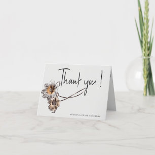 Minimal Line Art Terracotta Poppies Letterpress Thank You Card