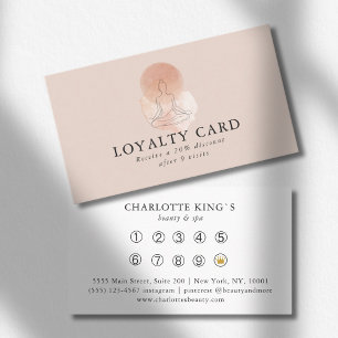 Minimal Line Art Woman Meditation Salon Loyalty Business Card