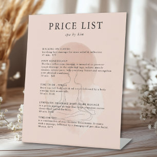 Minimal Line Art Woman Meditation Salon Price List Pedestal Sign