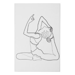 Minimal Line Art Yoga Pose One Line Drawing Faux Canvas Print