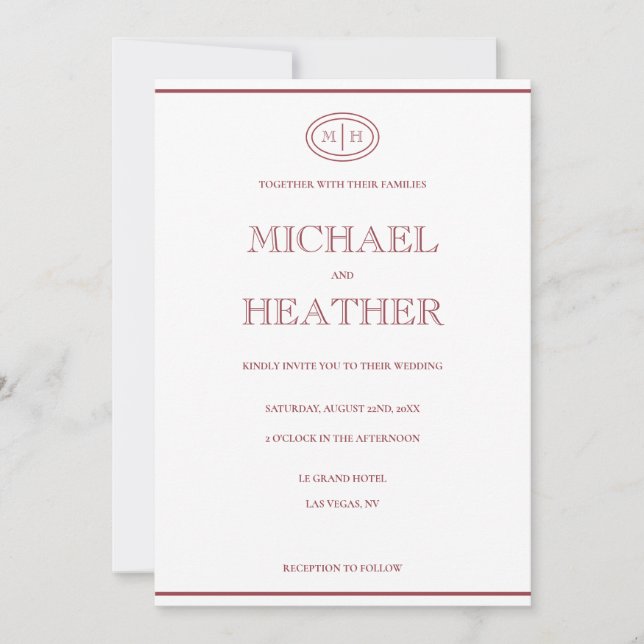Minimal Line Border Wedding Invitation (Front)