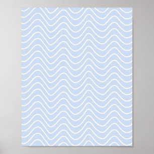 Minimal Line Chevron Pattern Coastal Light Blue Poster