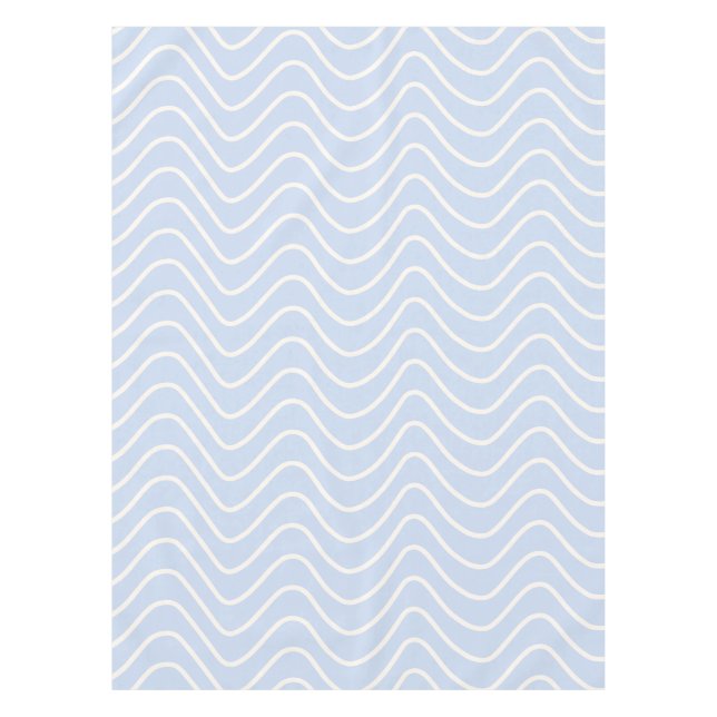 Minimal Line Chevron Pattern Coastal Light Blue Tablecloth (Front)
