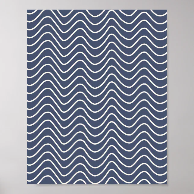 Minimal Line Chevron Pattern Navy Blue Poster | Zazzle