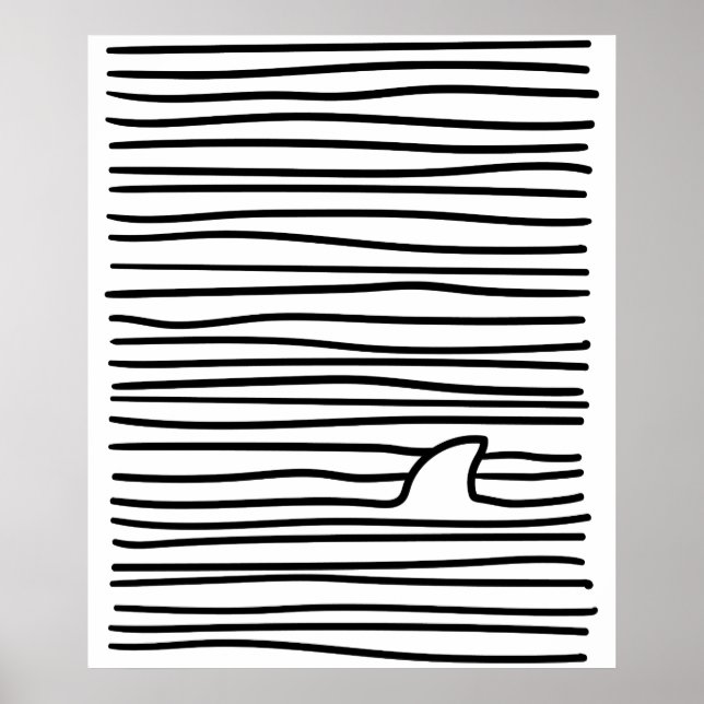Minimal Line Drawing Simple Unique Shark Fin Gift Poster (Front)