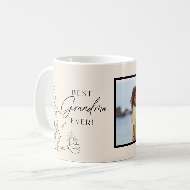 Minimal Line Floral Script Coffee Mug (Front Left)