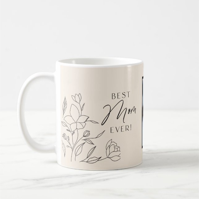 Minimal Line Floral Script Coffee Mug (Left)