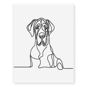 Minimal Line Great Dane Dog Illustration Temporary Tattoos